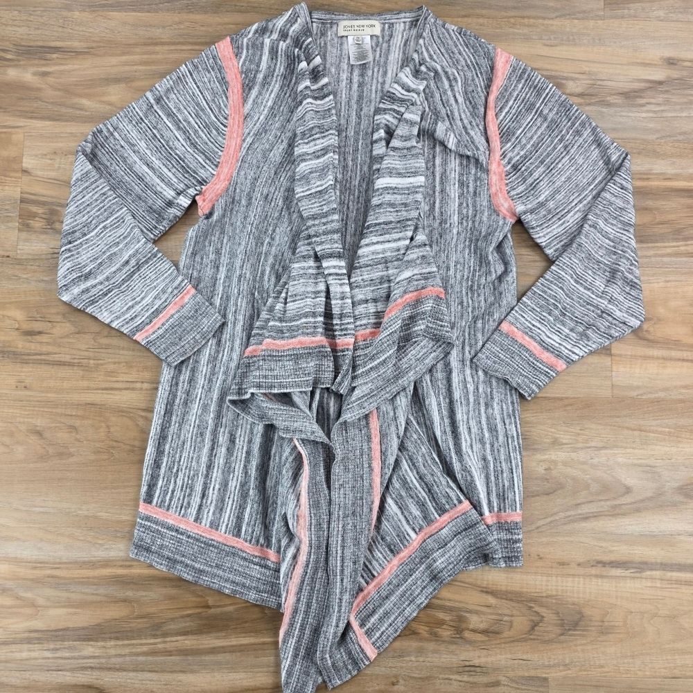 💇‍♀️Jones New York Sport Gray & Coral Cascading Sweater Size 2X